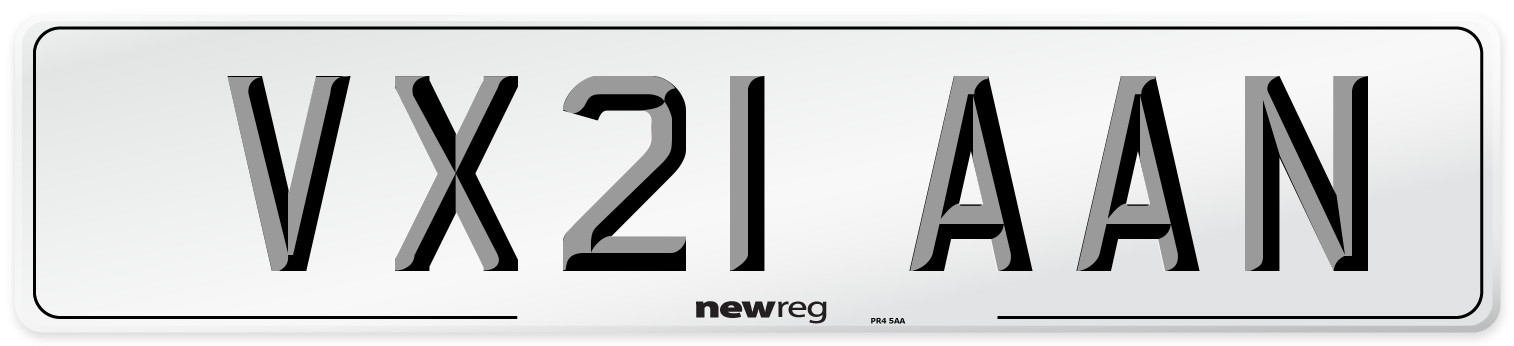VX21 AAN Number Plate from New Reg